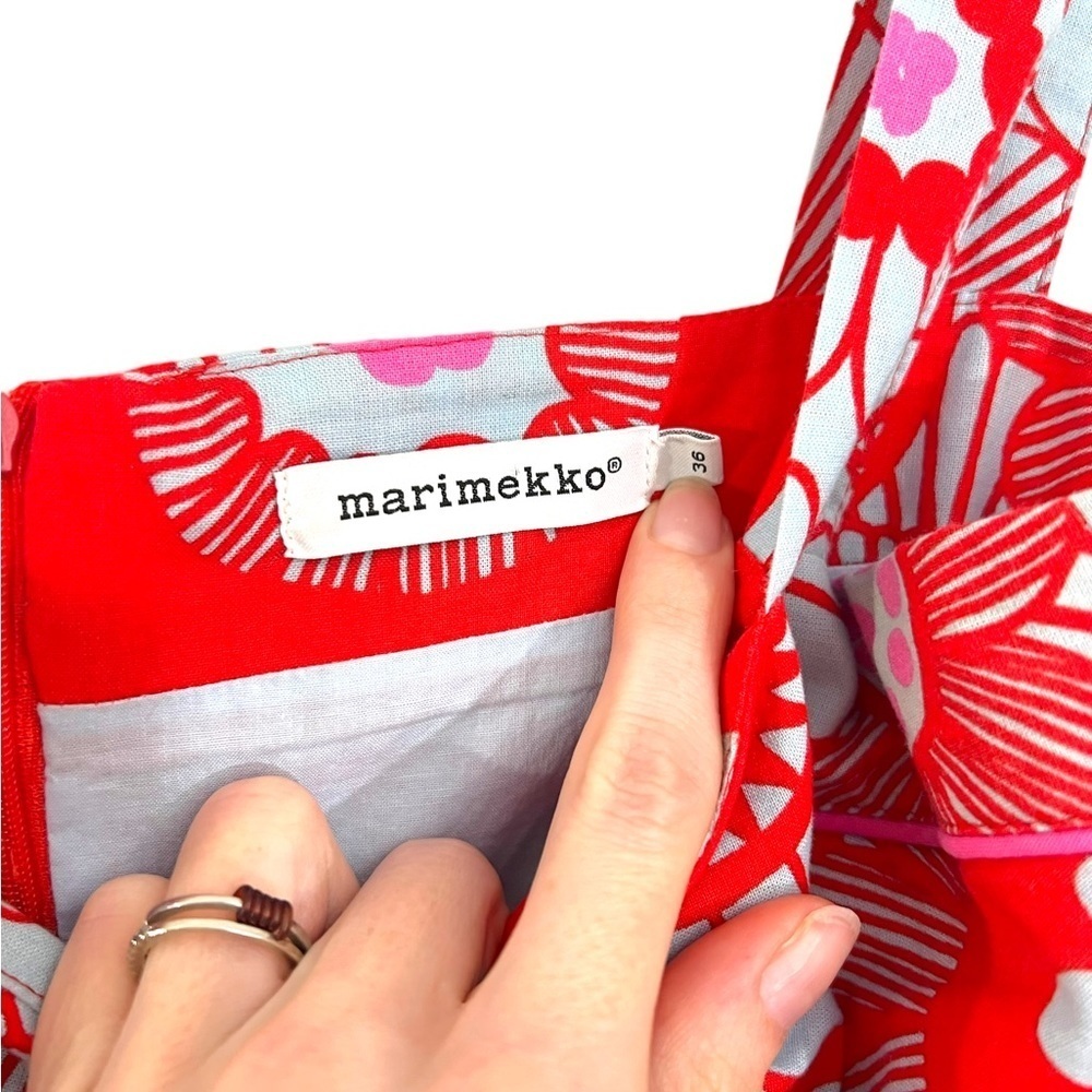 Marimekko floral knee length dress pockets - Picture 6 of 14